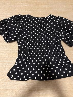 Polka Dot Puff Sleeve Women’s Top - Black and White